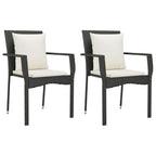 7-tlg. Garten-Essgruppe mit Kissen Schwarz Poly Rattan