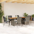 7-tlg. Garten-Essgruppe mit Kissen Grau Poly Rattan
