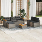 5-tlg. Garten-Sofagarnitur mit Kissen Grau Poly Rattan Akazie