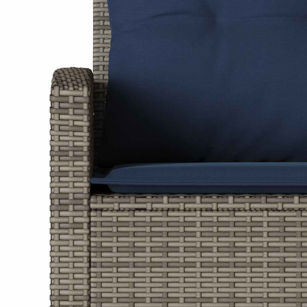 6-tlg. Garten-Sofagarnitur mit Kissen L-Form Grau Poly Rattan