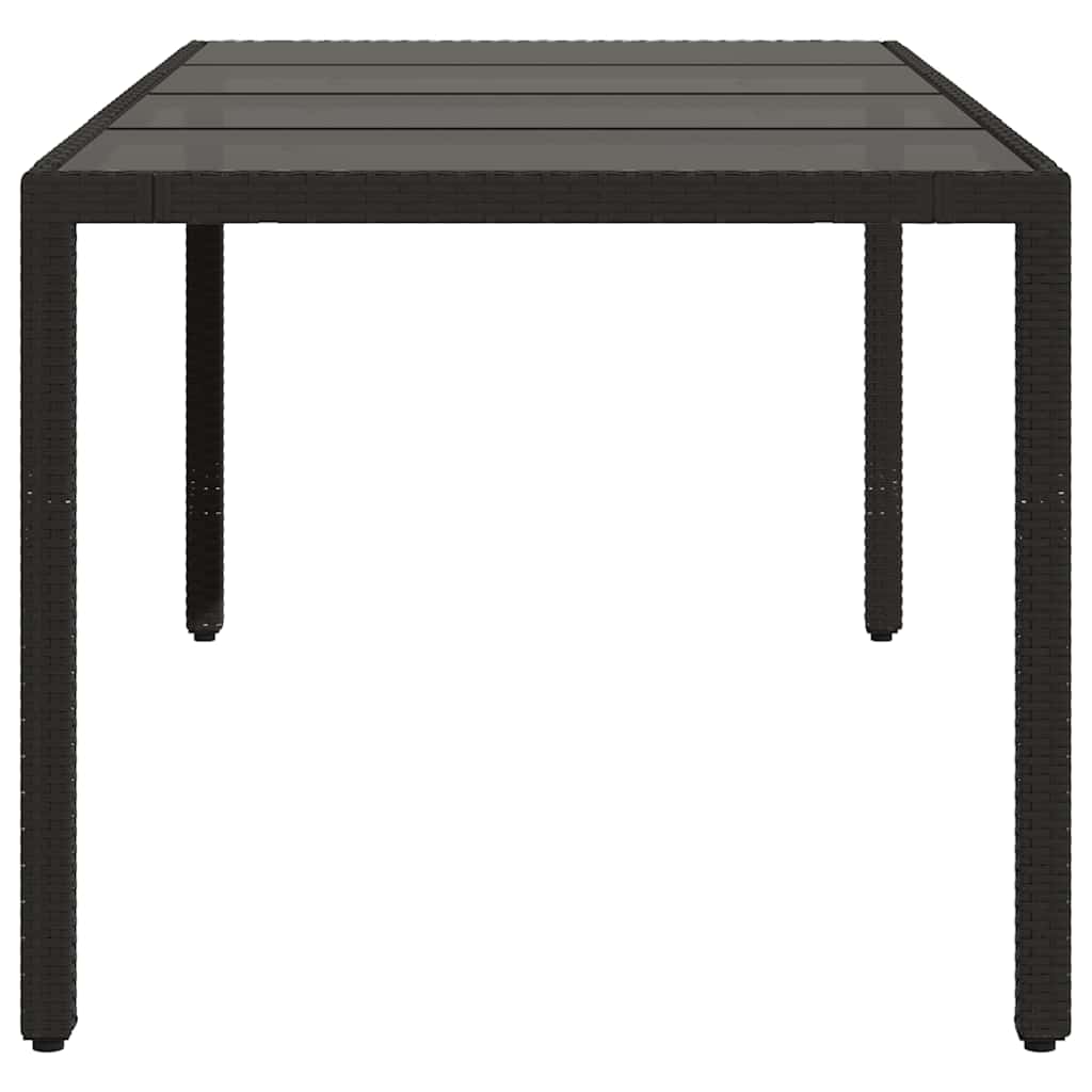 Gartentisch mit Glasplatte Schwarz 190x90x75 cm Poly Rattan