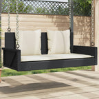 Schaukelbank mit Kissen Schwarz 119 x 56 x 48 cm Poly Rattan