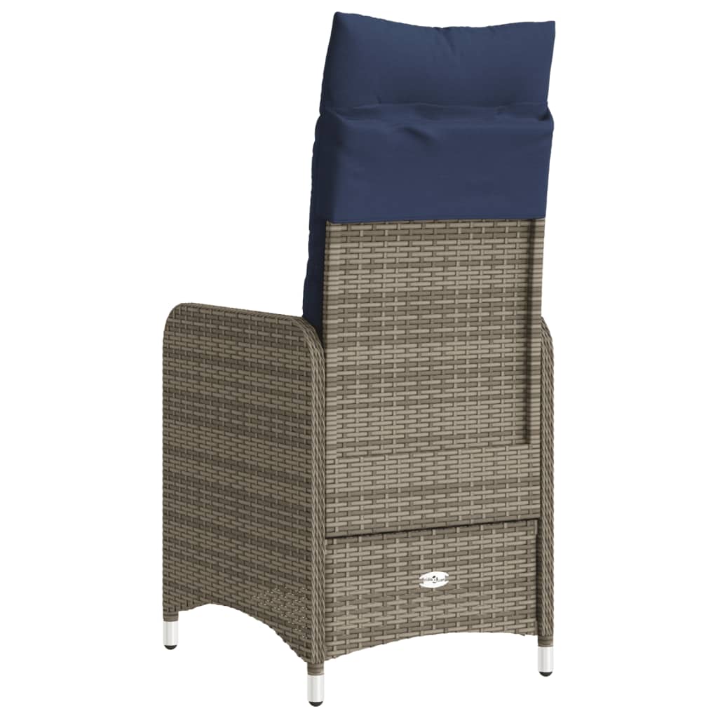 Gartenstühle Verstellbar 2 Stk. mit Kissen Grau Poly Rattan