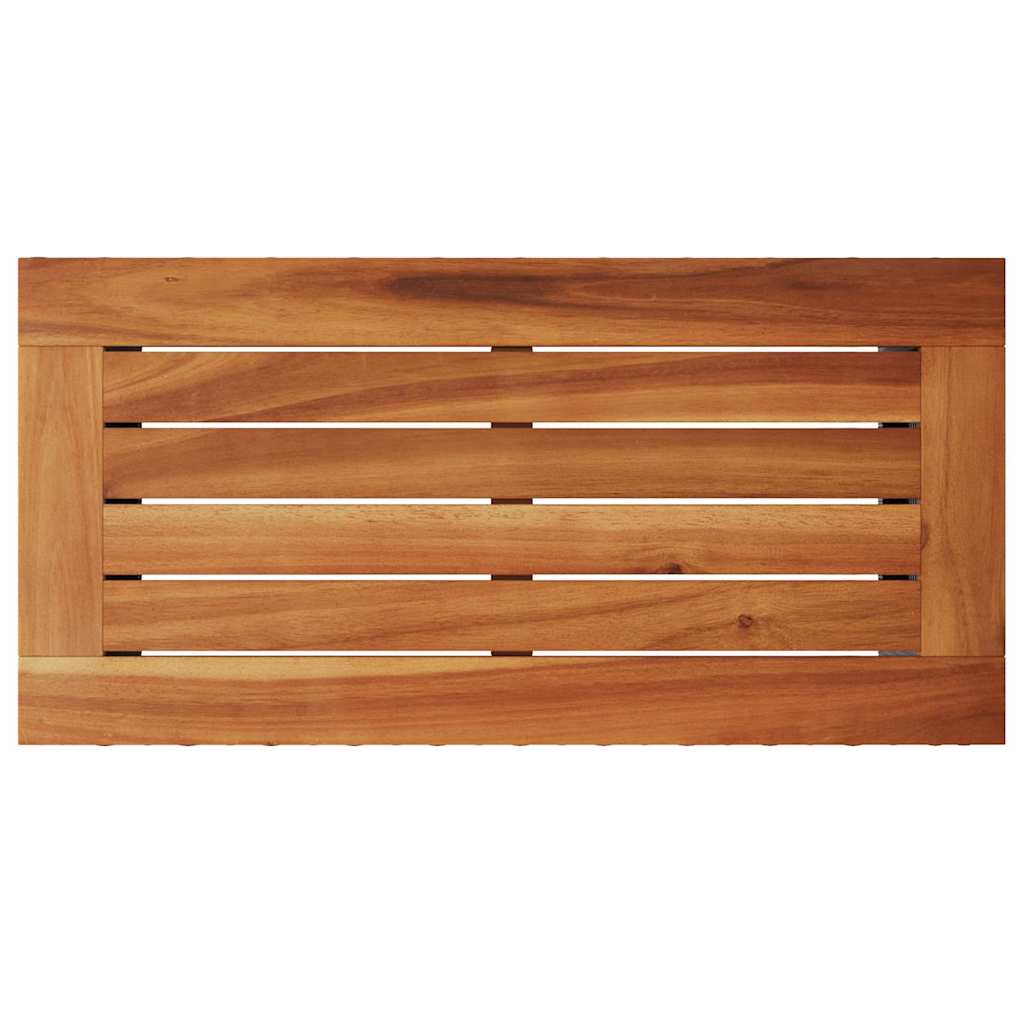 Garten-Beistelltisch mit Holzplatte Schwarz 58x27,5x55 cm Poly Rattan