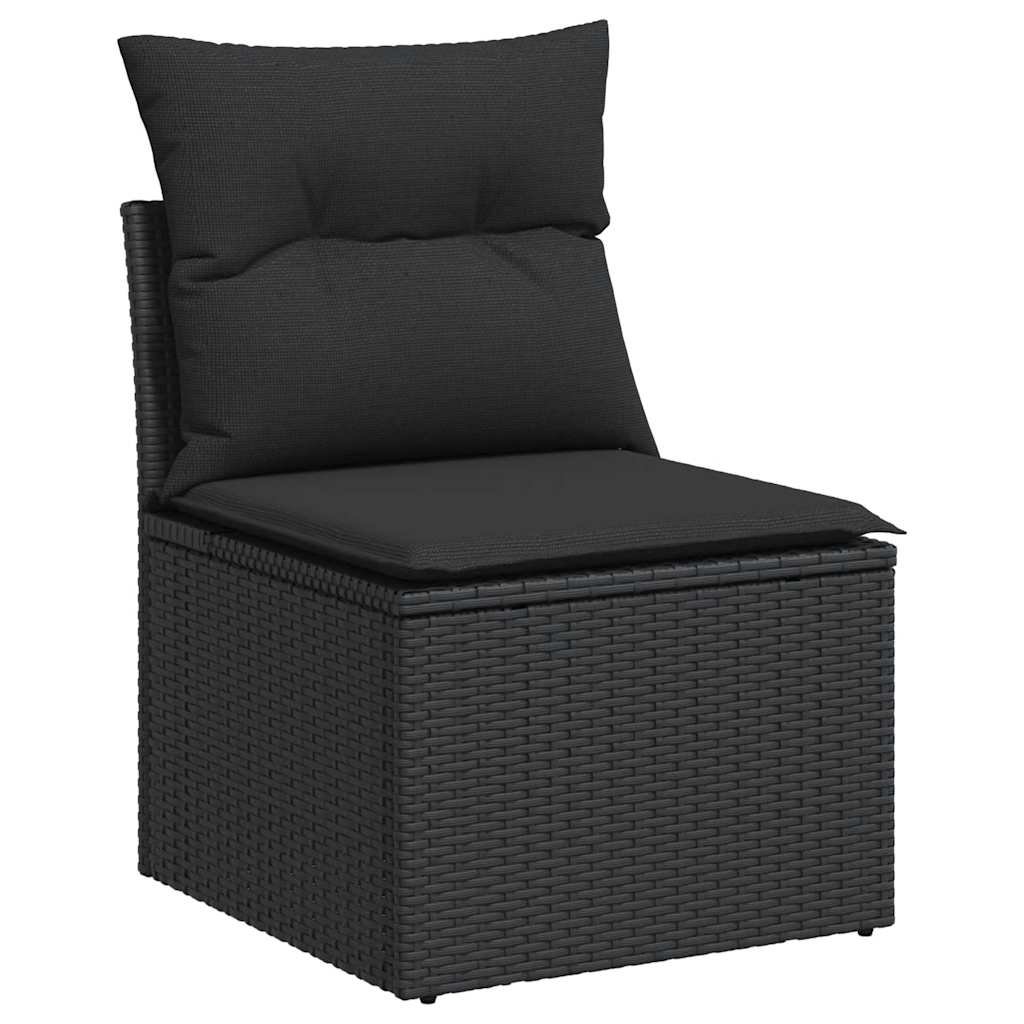 Gartenstuhl ohne Armlehnen mit Kissen Schwarz Poly Rattan
