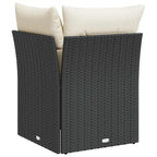 Garten-Ecksofa mit Kissen Schwarz Poly Rattan