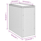 Garten-Beistelltisch mit Glasplatte Grau 58x27,5x55 cm Rattan