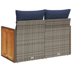 Gartensofa mit Kissen 2-Sitzer Grau Poly Rattan