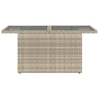 Gartentisch mit Glasplatte Hellgrau 100x55x73 cm Poly Rattan