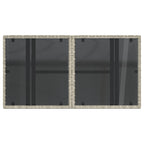 Gartentisch mit Glasplatte Hellgrau 100x55x73 cm Poly Rattan