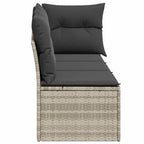 Gartensofa mit Kissen 3-Sitzer Hellgrau Poly Rattan