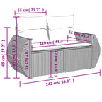 Gartensofa mit Kissen 2-Sitzer Braun Poly Rattan