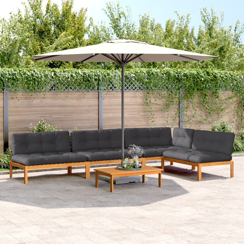 5-tlg. Garten-Sofagarnitur aus Paletten mit Kissen Akazienholz