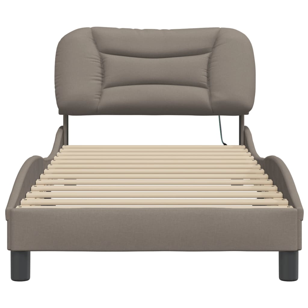 Bettgestell mit LED ohne Matratze "Hvar" Taupe 80x200 cm Stoff