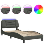 Bettgestell mit LED ohne Matratze "Hvar" Dunkelgrau 90x190 cm Stoff
