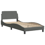 Bettgestell mit LED ohne Matratze "Hvar" Dunkelgrau 90x190 cm Stoff