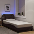 Bettgestell mit LED ohne Matratze "Hvar" Dunkelbraun 90x190 cm Stoff