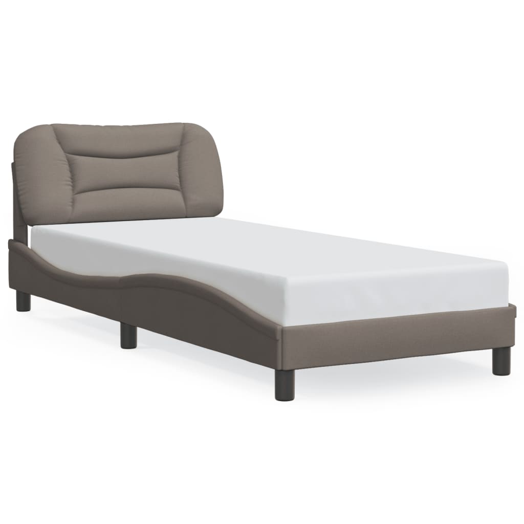 Bettgestell mit LED ohne Matratze "Hvar" Taupe 90x190 cm Stoff