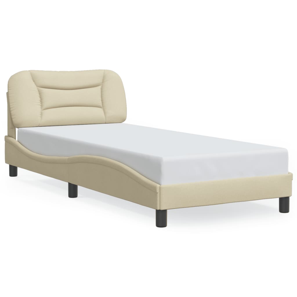 Bettgestell mit LED ohne Matratze "Hvar" Creme 90x190 cm Stoff