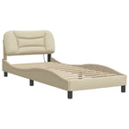 Bettgestell mit LED ohne Matratze "Hvar" Creme 90x190 cm Stoff