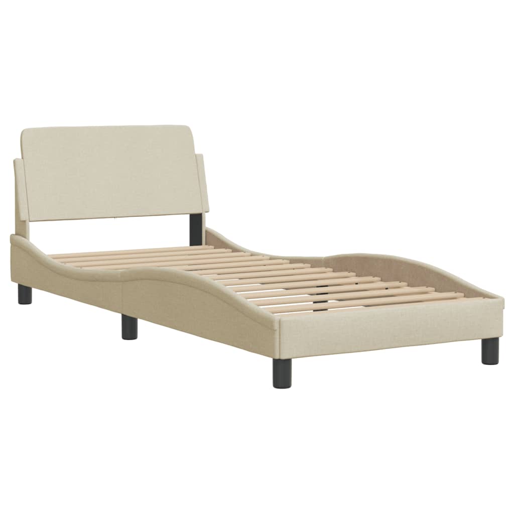 Bettgestell mit LED ohne Matratze "Hvar" Creme 90x190 cm Stoff