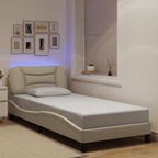 Bettgestell mit LED ohne Matratze "Hvar" Creme 90x190 cm Stoff