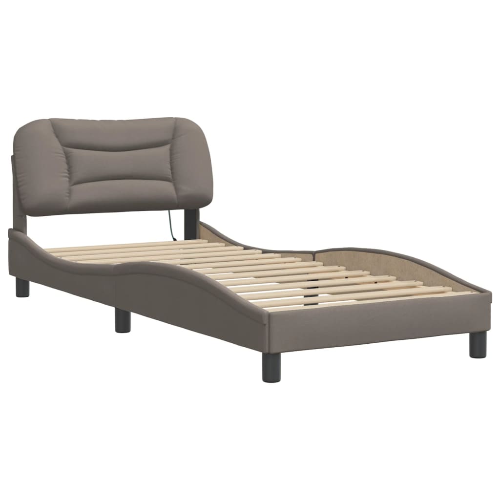 Bettgestell mit LED ohne Matratze "Hvar" Taupe 90x200 cm Stoff