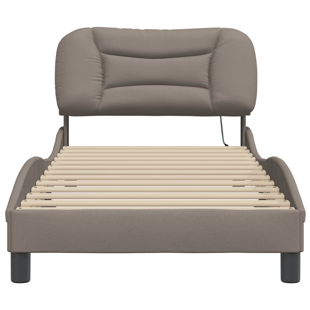 Bettgestell mit LED ohne Matratze "Hvar" Taupe 90x200 cm Stoff