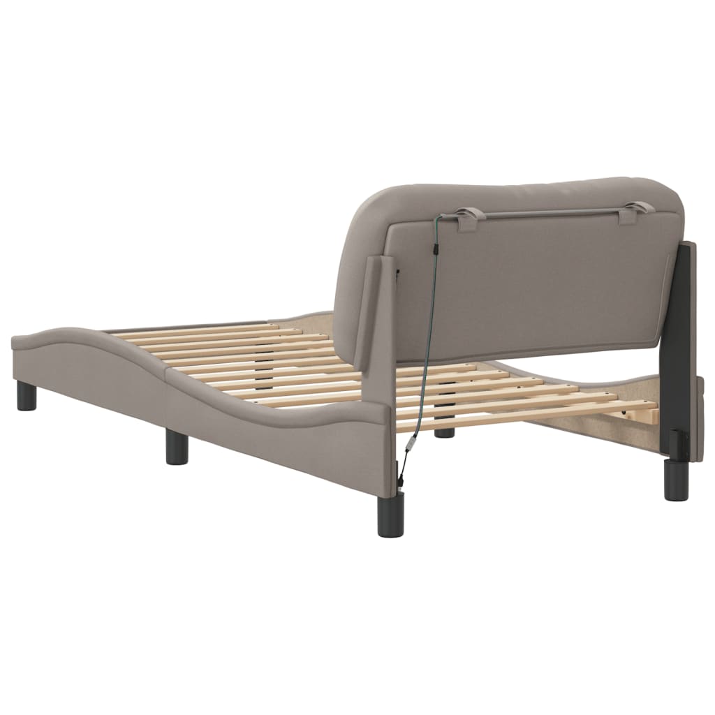 Bettgestell mit LED ohne Matratze "Hvar" Taupe 90x200 cm Stoff