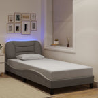 Bettgestell mit LED ohne Matratze "Hvar" Taupe 90x200 cm Stoff