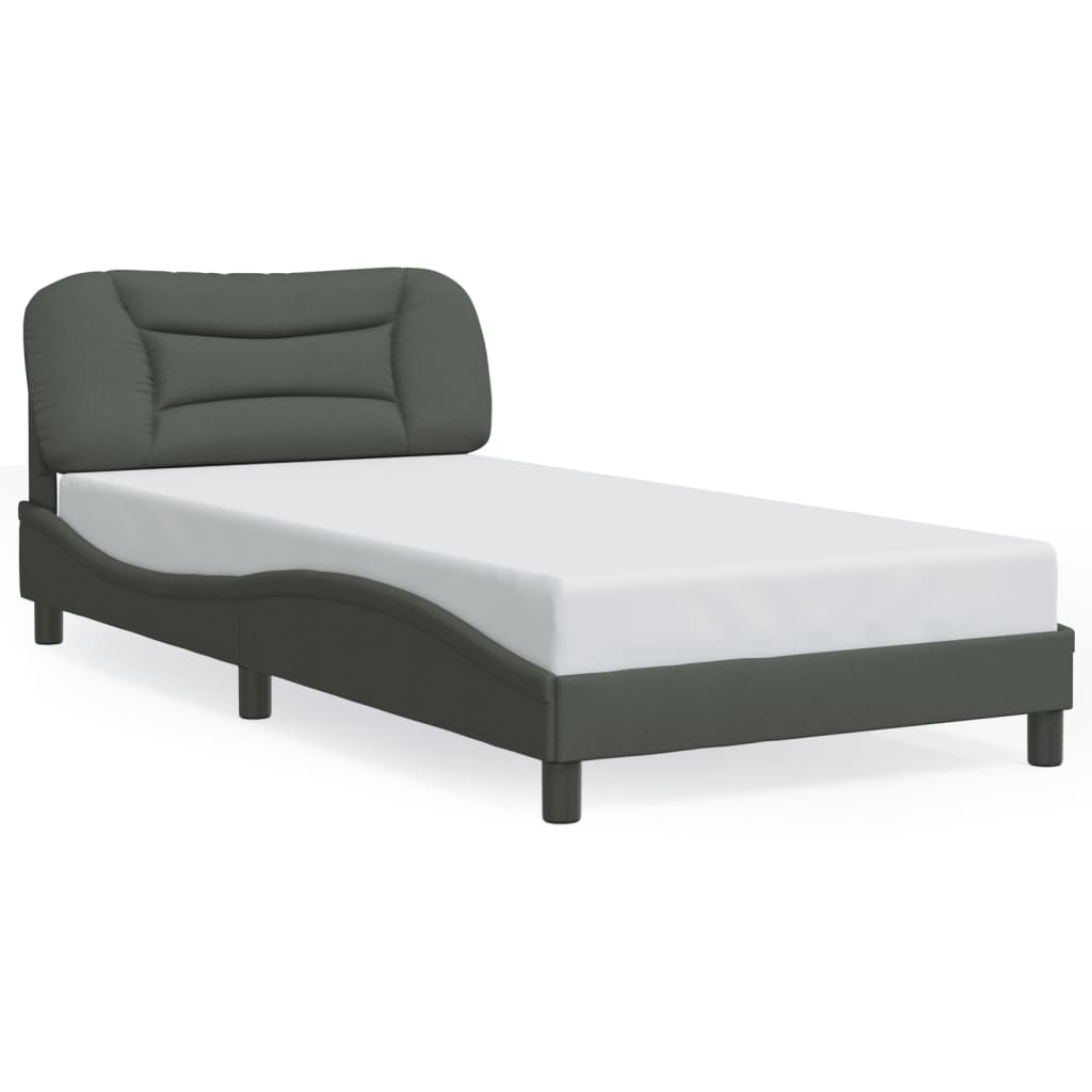 Bettgestell mit LED ohne Matratze "Hvar" Dunkelgrau 100x200 cm Stoff
