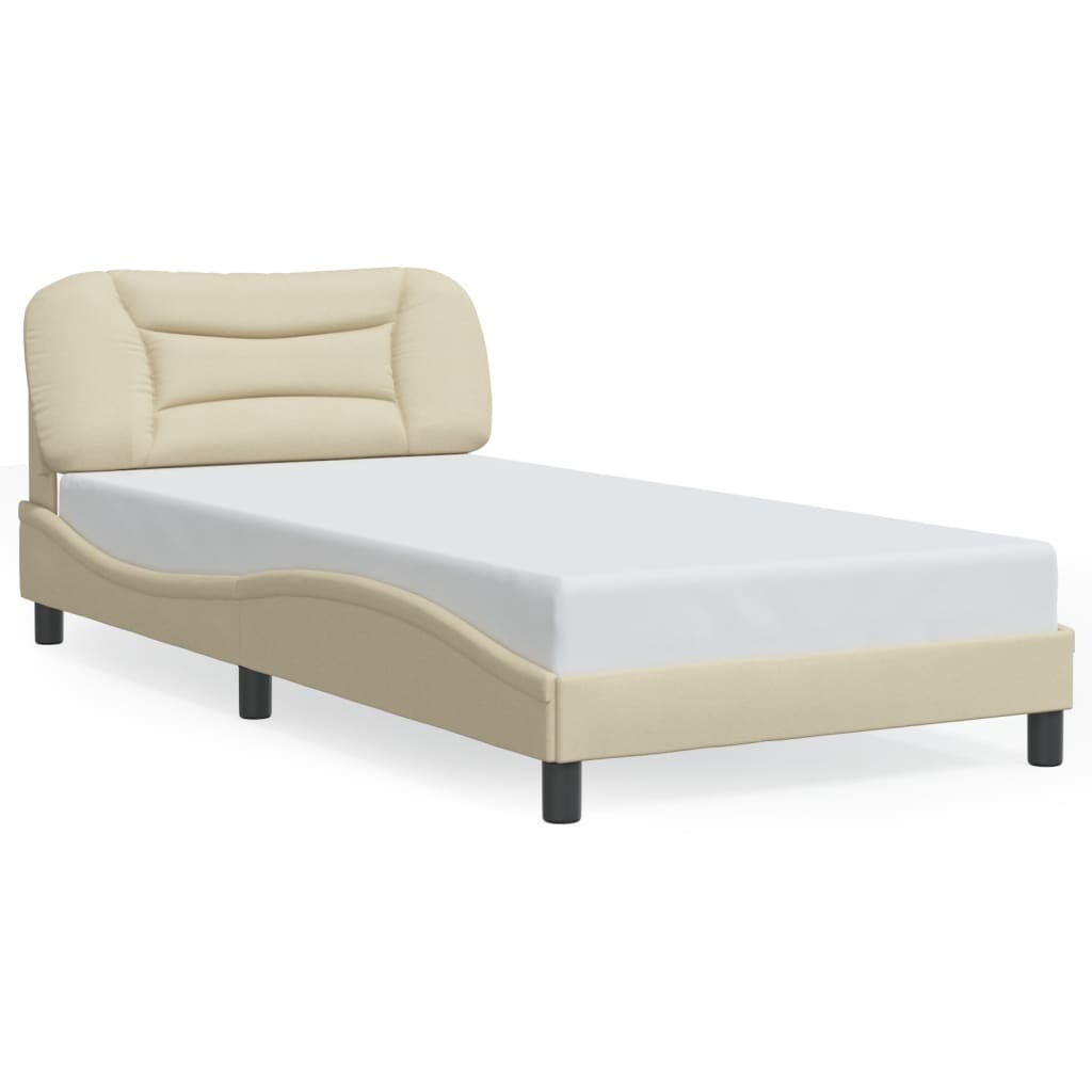 Bettgestell mit LED ohne Matratze "Hvar" Creme 100x200 cm Stoff