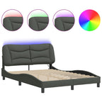 Bettgestell mit LED ohne Matratze "Hvar" Dunkelgrau 120x200 cm Stoff