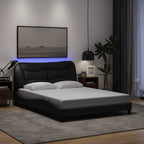 Bettgestell mit LED ohne Matratze "Hvar" Schwarz 120x200 cm Stoff