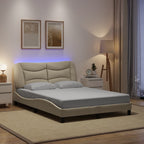 Bettgestell mit LED ohne Matratze "Hvar" Creme 120x200 cm Stoff