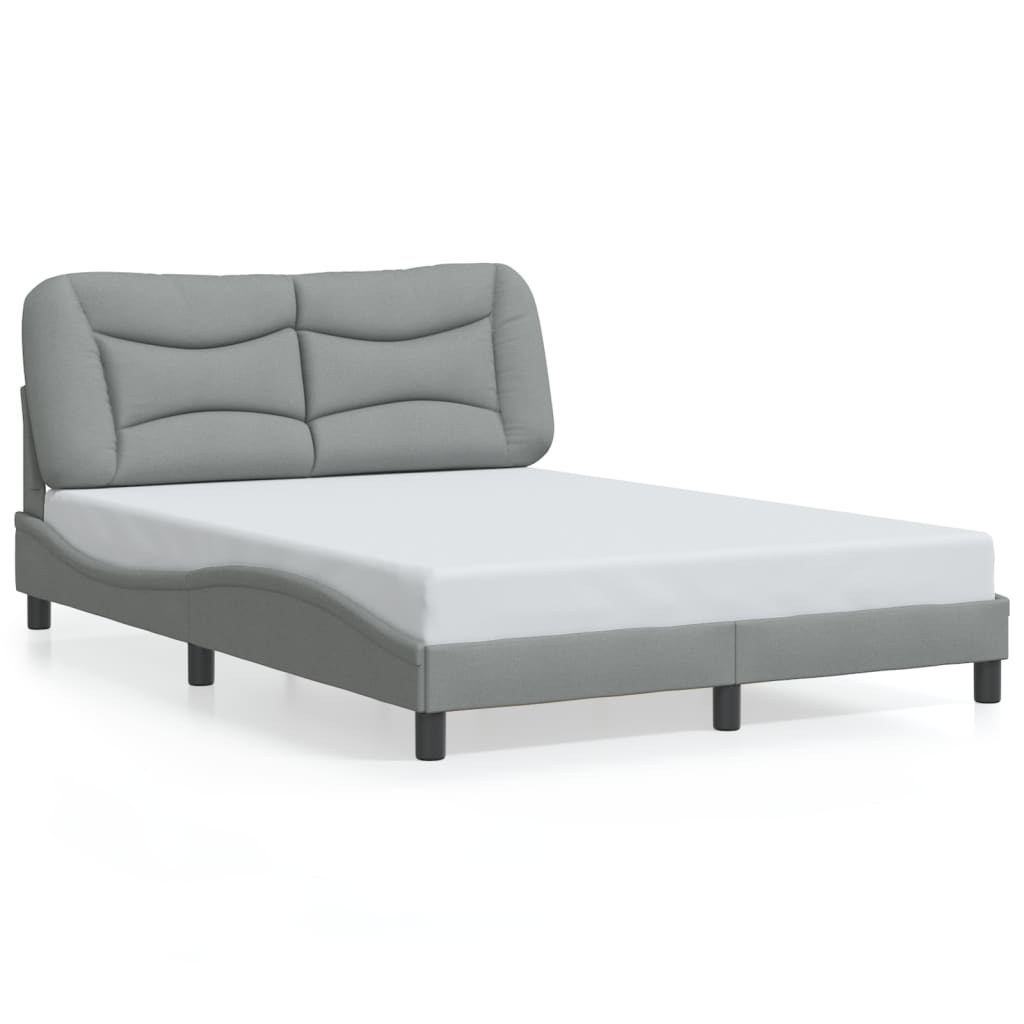 Bettgestell mit LED ohne Matratze "Hvar" Hellgrau 140x190 cm Stoff
