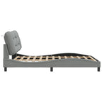 Bettgestell mit LED ohne Matratze "Hvar" Hellgrau 140x190 cm Stoff