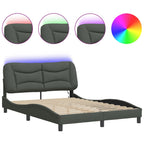 Bettgestell mit LED ohne Matratze "Hvar" Dunkelgrau 140x190 cm Stoff