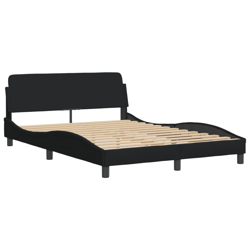 Bettgestell mit LED ohne Matratze "Hvar" Schwarz 140x190 cm Stoff