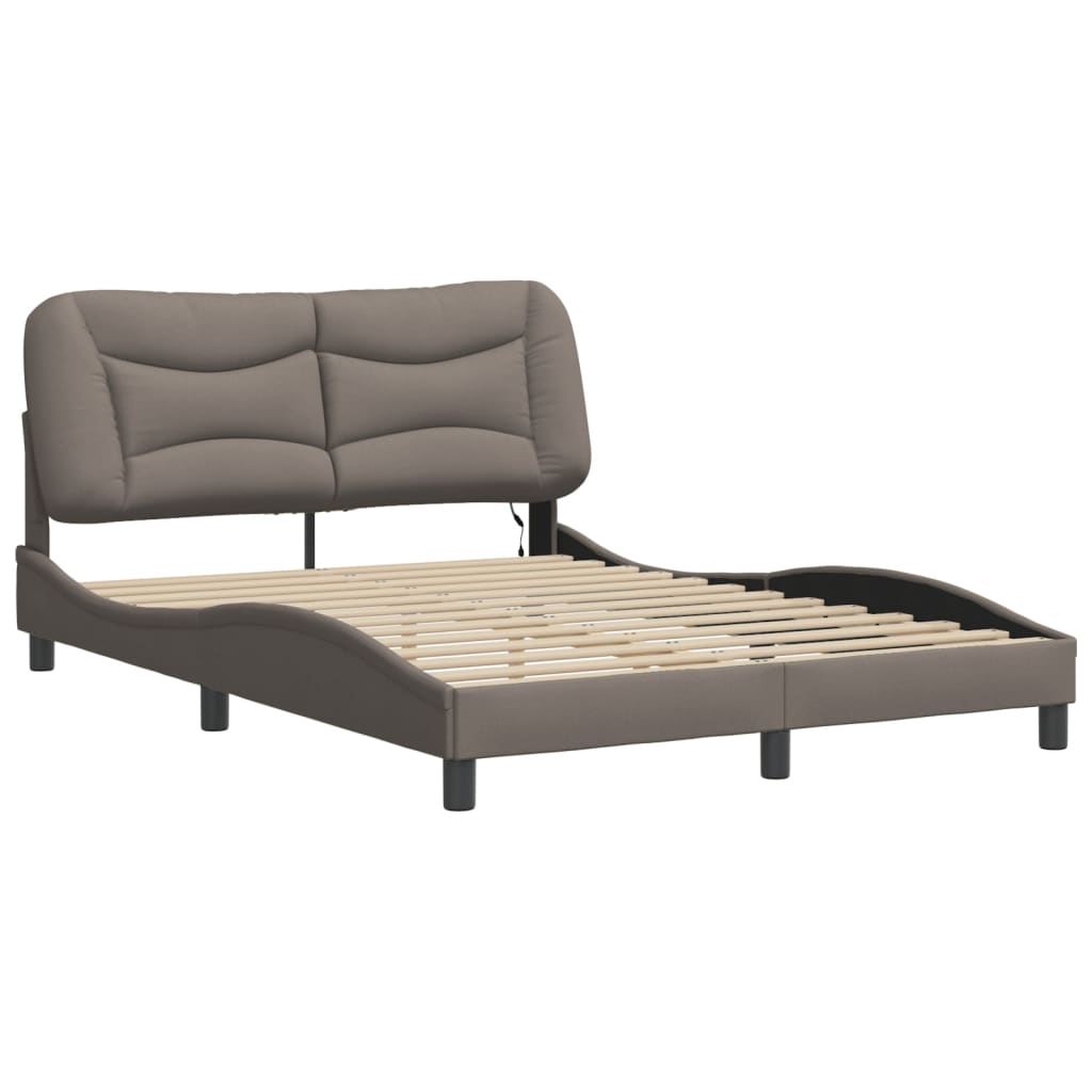 Bettgestell mit LED ohne Matratze "Hvar" Taupe 140x190 cm Stoff