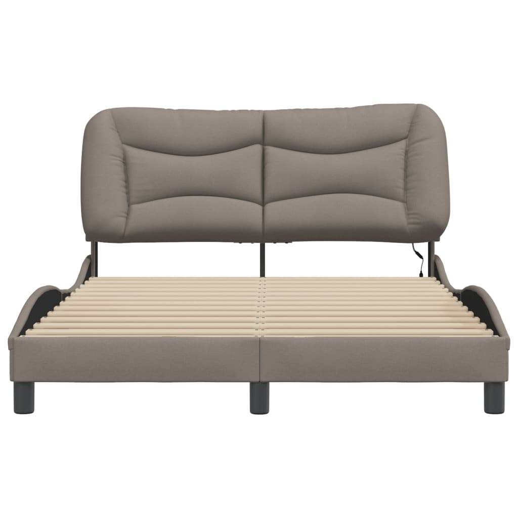 Bettgestell mit LED ohne Matratze "Hvar" Taupe 140x190 cm Stoff