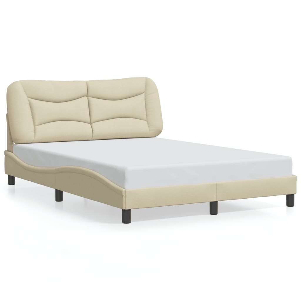 Bettgestell mit LED ohne Matratze "Hvar" Creme 140x190 cm Stoff