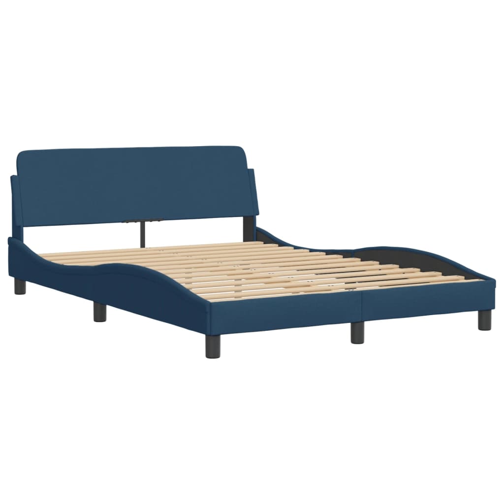 Bettgestell mit LED ohne Matratze "Hvar" Blau 140x190 cm Stoff