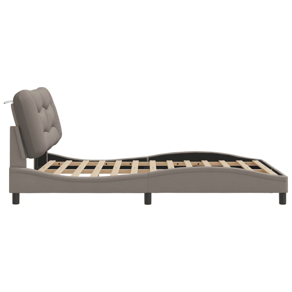 Bettgestell mit LED ohne Matratze "Hvar" Taupe 140x200 cm Stoff