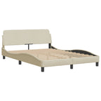 Bettgestell mit LED ohne Matratze "Hvar" Creme 140x200 cm Stoff