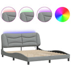 Bettgestell mit LED ohne Matratze "Hvar" Hellgrau 160x200 cm Stoff
