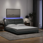 Bettgestell mit LED ohne Matratze "Hvar" Hellgrau 160x200 cm Stoff