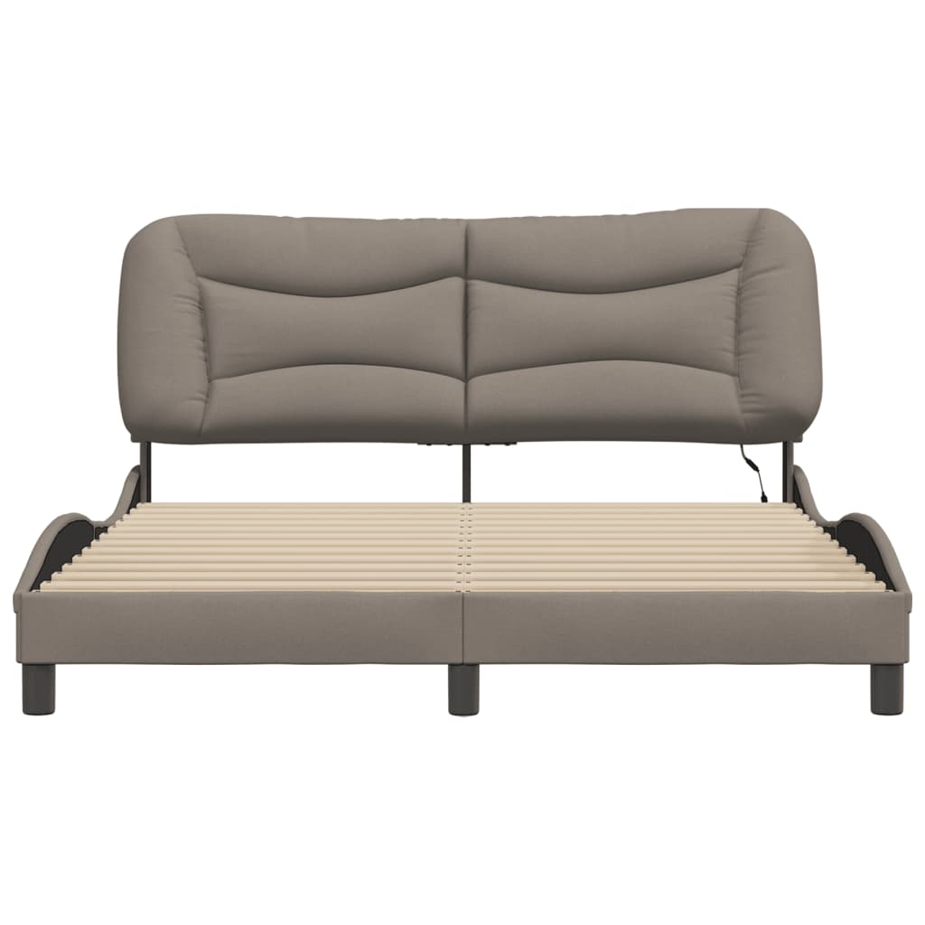 Bettgestell mit LED ohne Matratze "Hvar" Taupe 160x200 cm Stoff