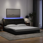 Bettgestell mit LED ohne Matratze "Hvar" Schwarz 180x200 cm Stoff