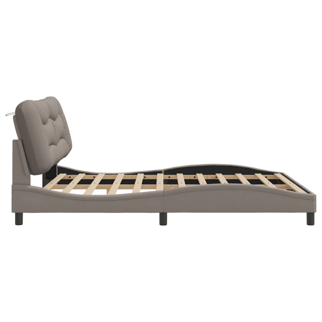 Bettgestell mit LED ohne Matratze "Hvar" Taupe 180x200 cm Stoff